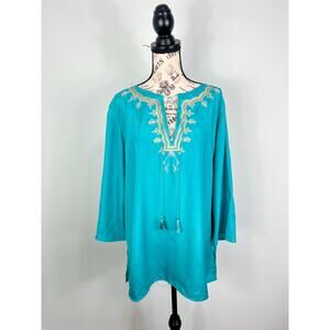 Light Blue Blouse with Gold sequin detail